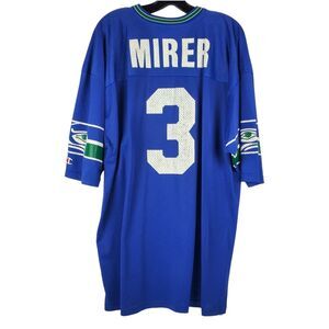 Vintage SEATTLE SEAHAWKS Jersey Mens XL Blue RICK MIRER #3 Retro CHAMPION NFL